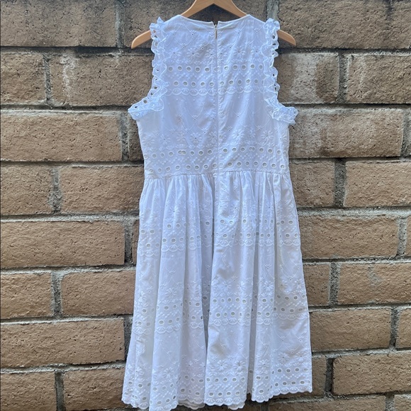 Kate Spade White Floral eyelet Lace midi dress size 14‎ - Picture 3 of 10